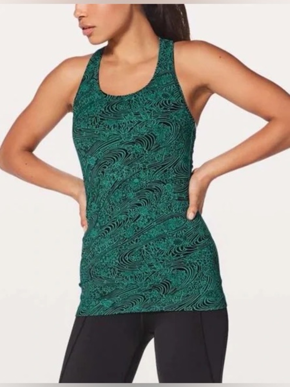 Lululemon Cool Racerback II Tank in Kitakami Viridian Green Black